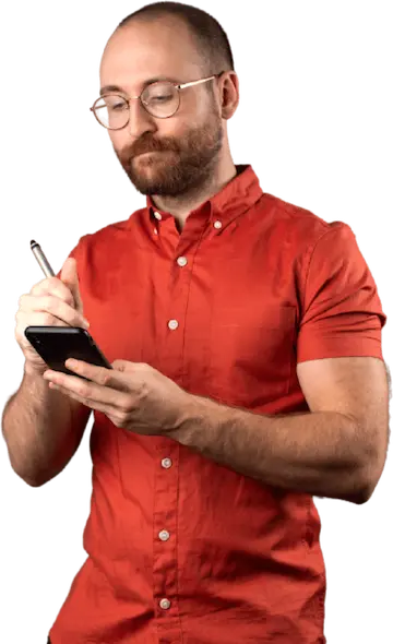 Man holding tablet